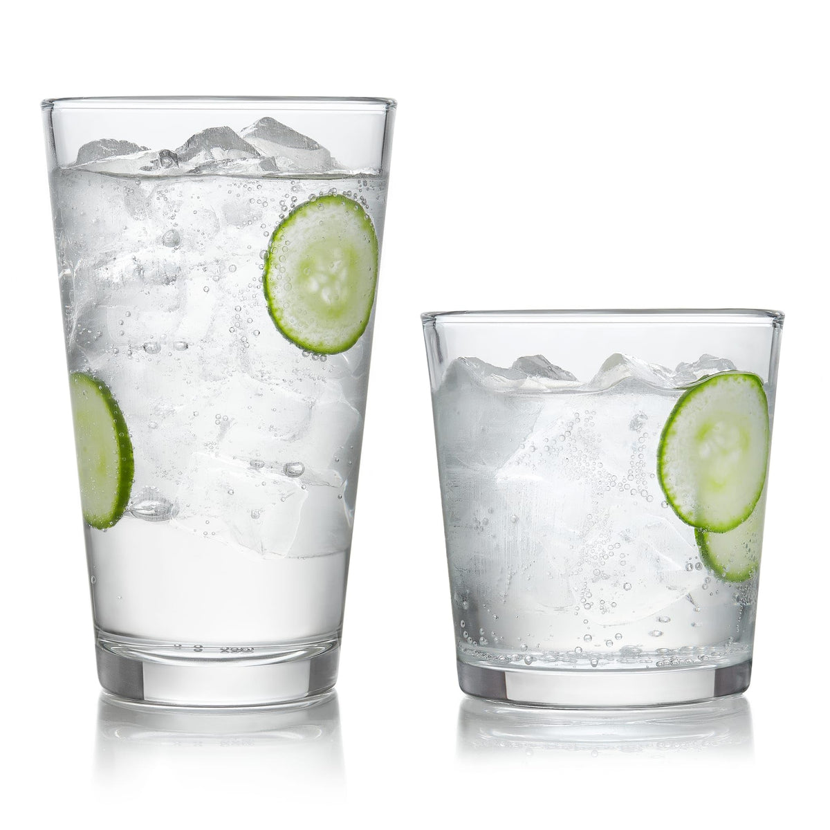 Libbey Polaris Tumbler & Rocks Drinking Glasses Set of 16, Clear Glass Cups