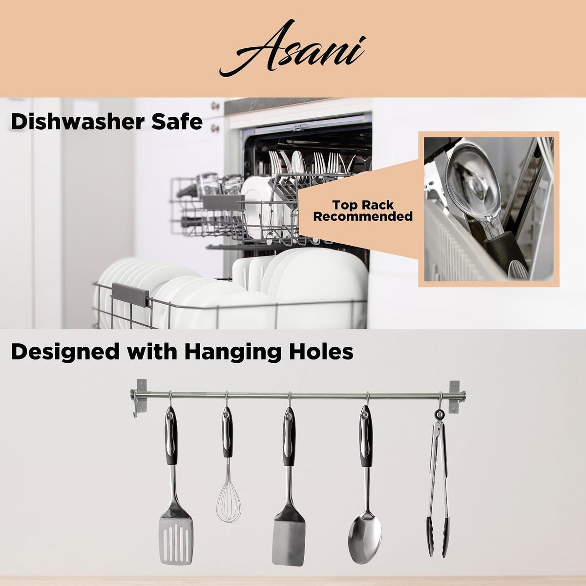 Asani 25-Piece Stainless Steel Kitchen Utensil Set, Non-Stick Cooking Tools