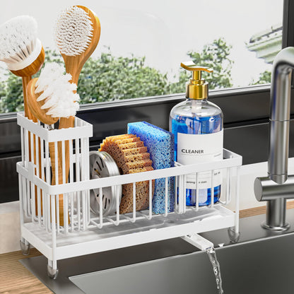 Cisily Sponge Holder for Kitchen Sink, Sink Organizer with Brush Holder