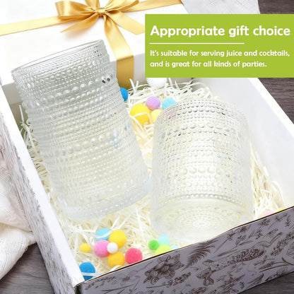 Hobnail Drinking Glasses, Tumbler Glassware, Set of 12
