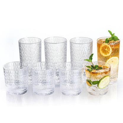 15oz and 22oz Grey Acrylic Glasses Drinkware (Set of 8), Honeycomb Stackable Shatter-Proof Plastic Tumblers, Reusable Plastic Drinking Glasses, BPA-Free, Dishwasher-Safe