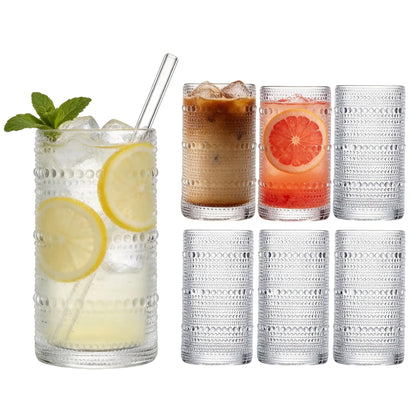Hobnail Drinking Glasses Set of 12 Kitchen Glass Cups Glassware, Clear