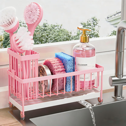 Cisily Sponge Holder for Kitchen Sink, Sink Organizer with Brush Holder
