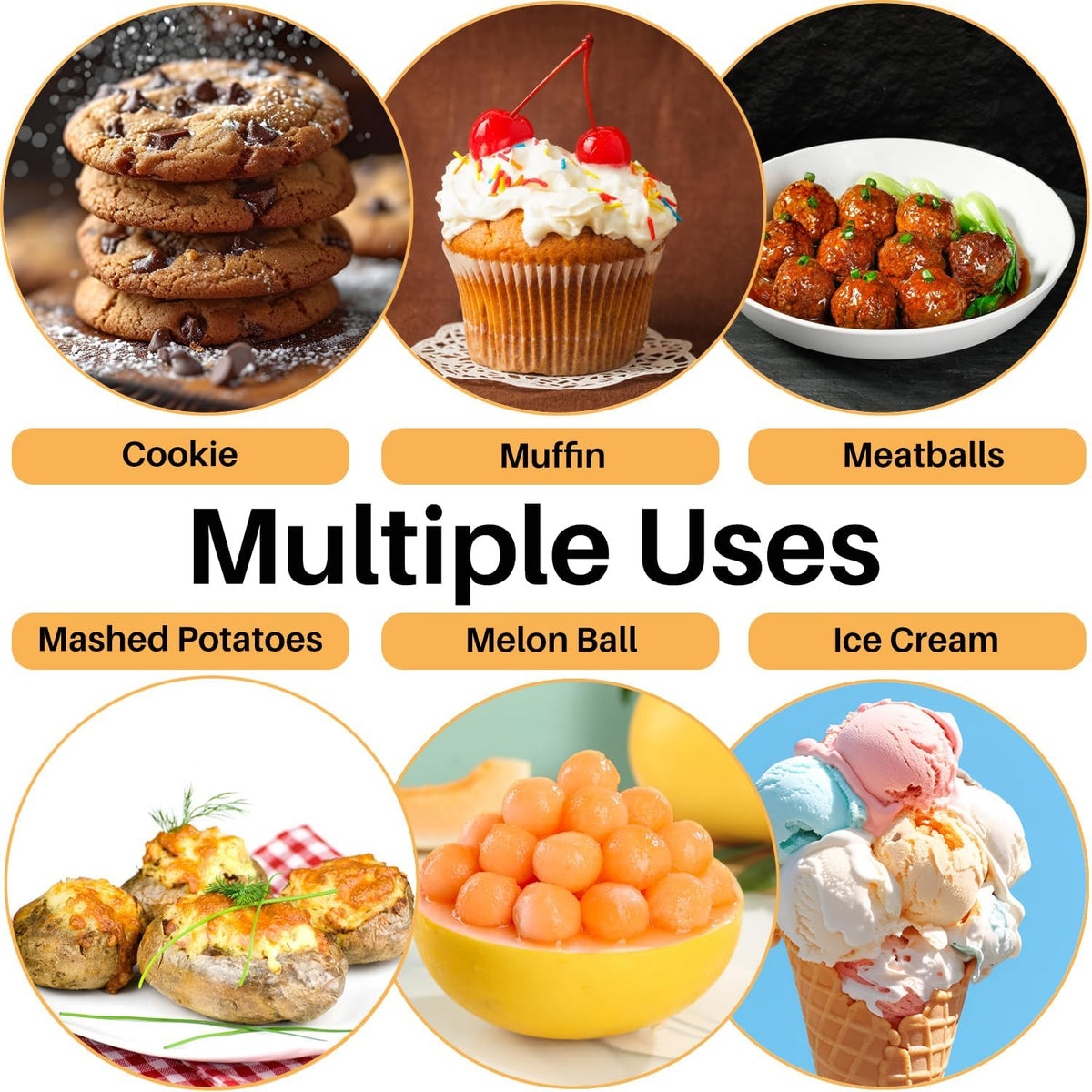 JUNADAEL J Cookie Scoop Set, Cookie Scoops for Baking Set of 3, #20/#40/#60