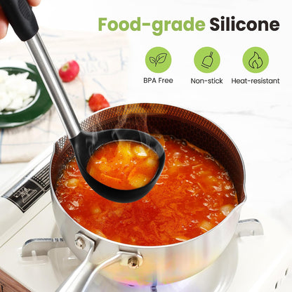 Fyvva 35 Pcs BPA Free Silicone Kitchen Utensils Set Stainless Steel Handles