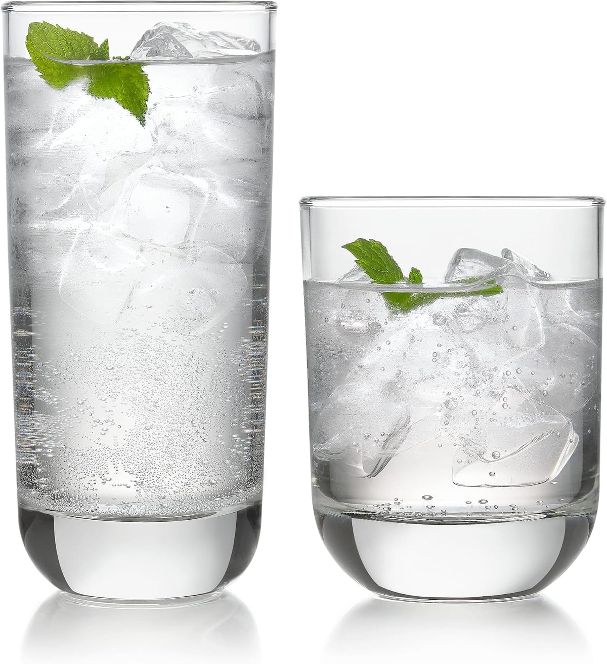 Libbey Polaris Tumbler & Rocks Drinking Glasses Set of 16, Clear Glass Cups