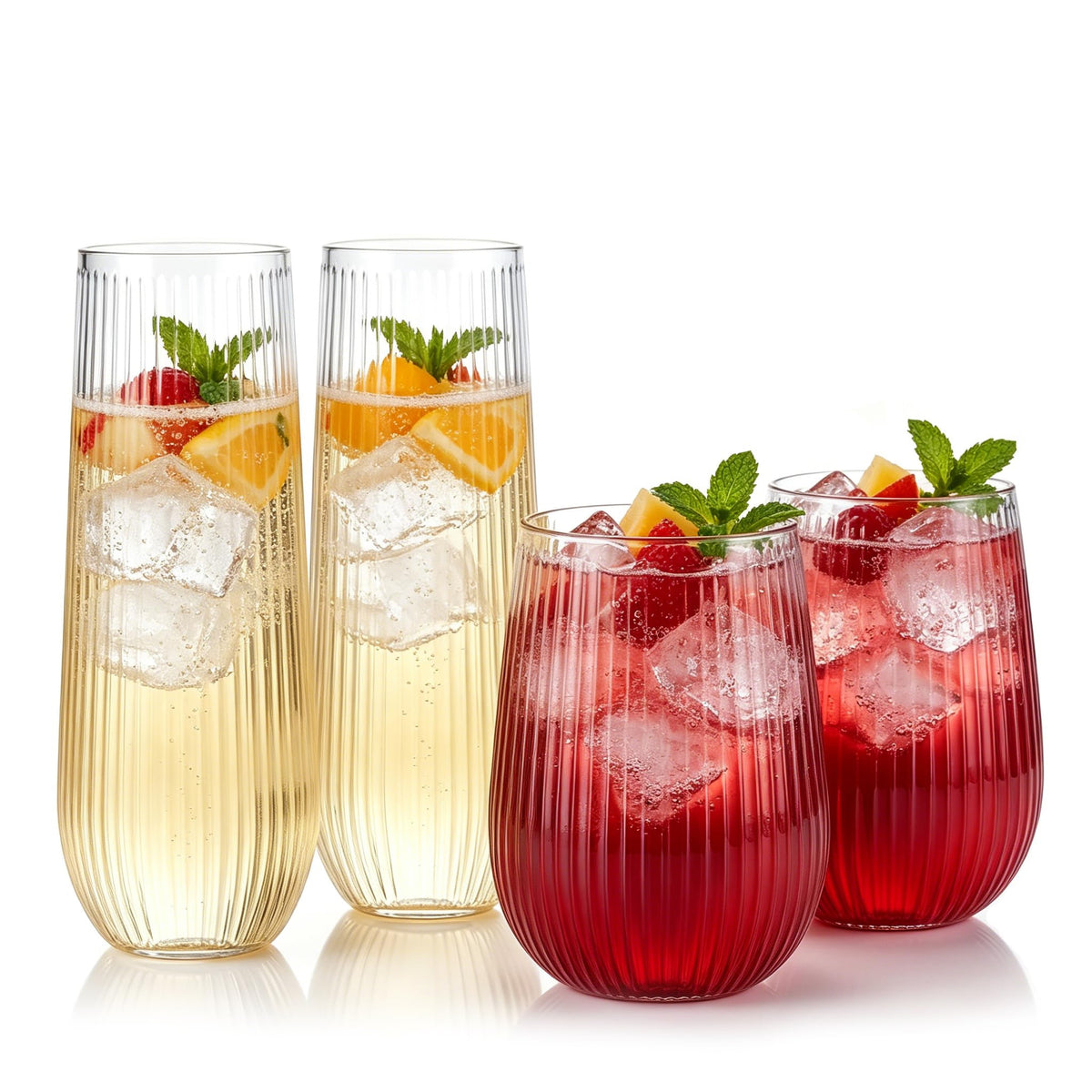 56 Pack Plastic Wine Glasses Champagne Flutes, 32 Pcs 9 OZ & 24 Pcs 14 OZ