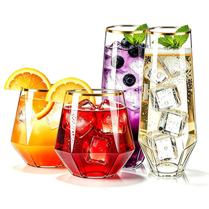 56 Pack Plastic Wine Glasses Champagne Flutes, 32 Pcs 9 OZ & 24 Pcs 14 OZ
