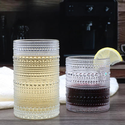 Hobnail Drinking Glasses, Tumbler Glassware, Set of 12