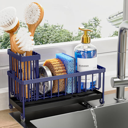 Cisily Sponge Holder for Kitchen Sink, Sink Organizer with Brush Holder