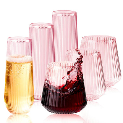 56 Pack Plastic Wine Glasses Champagne Flutes, 32 Pcs 9 OZ & 24 Pcs 14 OZ