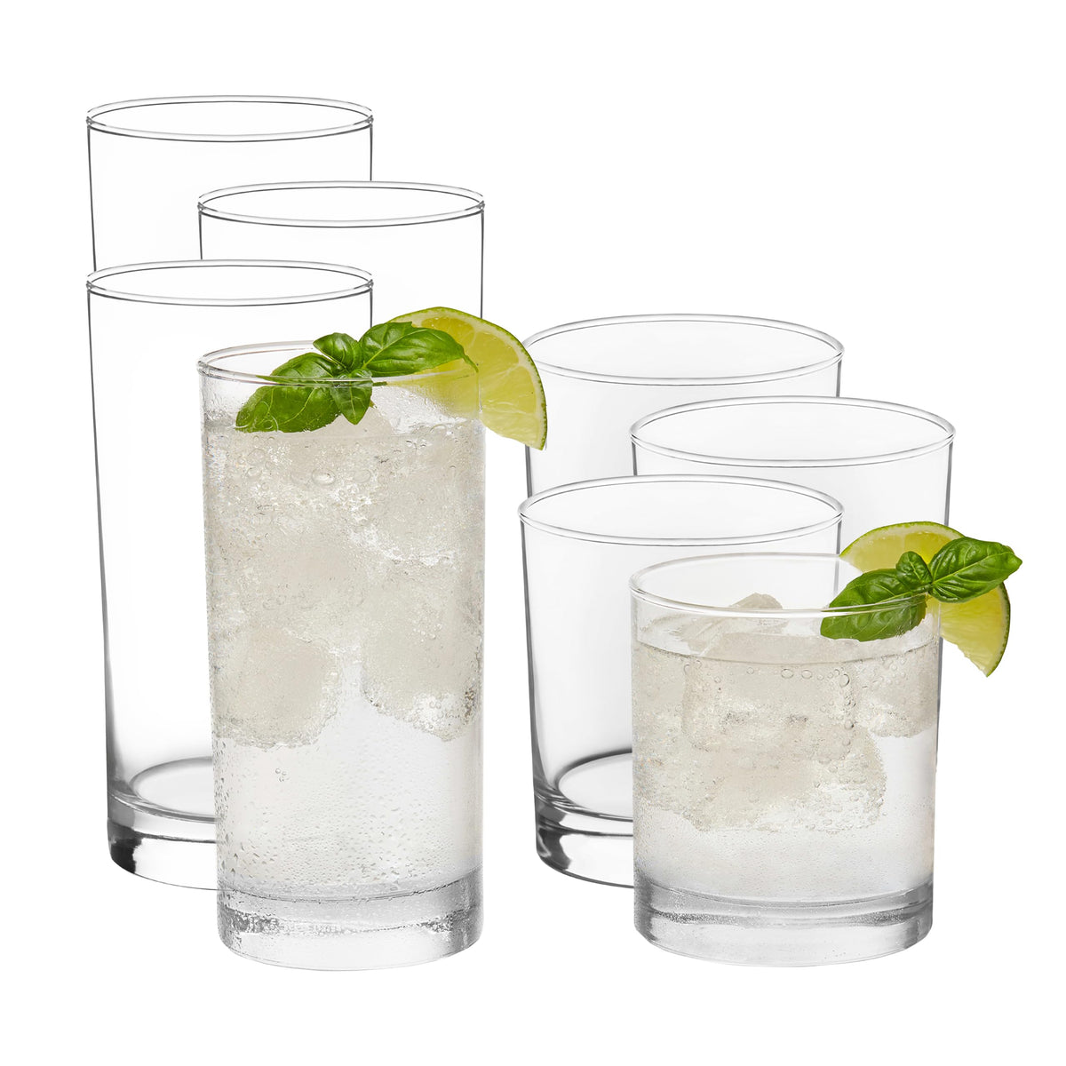 Libbey Province Tumbler & Rocks Drinking Glasses Set of 16, Tall Glass Cups
