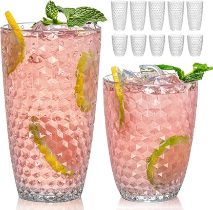 BELLAFORTE Shatterproof Plastic Tumbler Set – Laguna Beach 19oz Tall & 12oz Short Drinking Glasses – Unbreakable Stackable Drinkware for Indoor Outdoor, Dishwasher Safe, BPA Free (Clear, 12)
