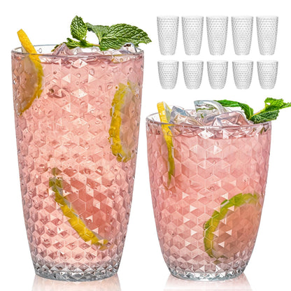 BELLAFORTE Shatterproof Plastic Tumbler Set – Laguna Beach 19oz Tall & 12oz Short Drinking Glasses – Unbreakable Stackable Drinkware for Indoor Outdoor, Dishwasher Safe, BPA Free (Clear, 12)
