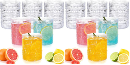 18PCS Hobnail Plastic Drinking Glasses 14 oz Beaded Cups for Party
