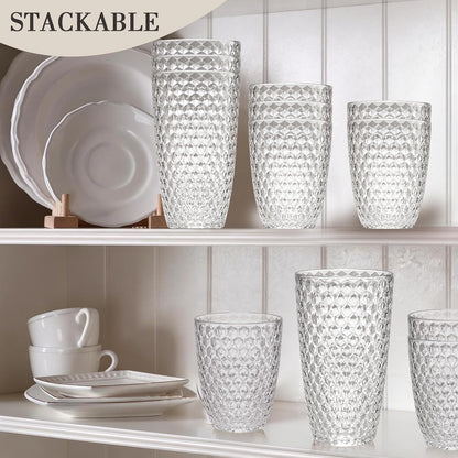 BELLAFORTE Shatterproof Plastic Tumbler Set – Laguna Beach 19oz Tall & 12oz Short Drinking Glasses – Unbreakable Stackable Drinkware for Indoor Outdoor, Dishwasher Safe, BPA Free (Clear, 12)