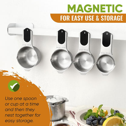Spring Chef Magnetic Measuring Cups & Spoons Set of 15 with Levelers, Black