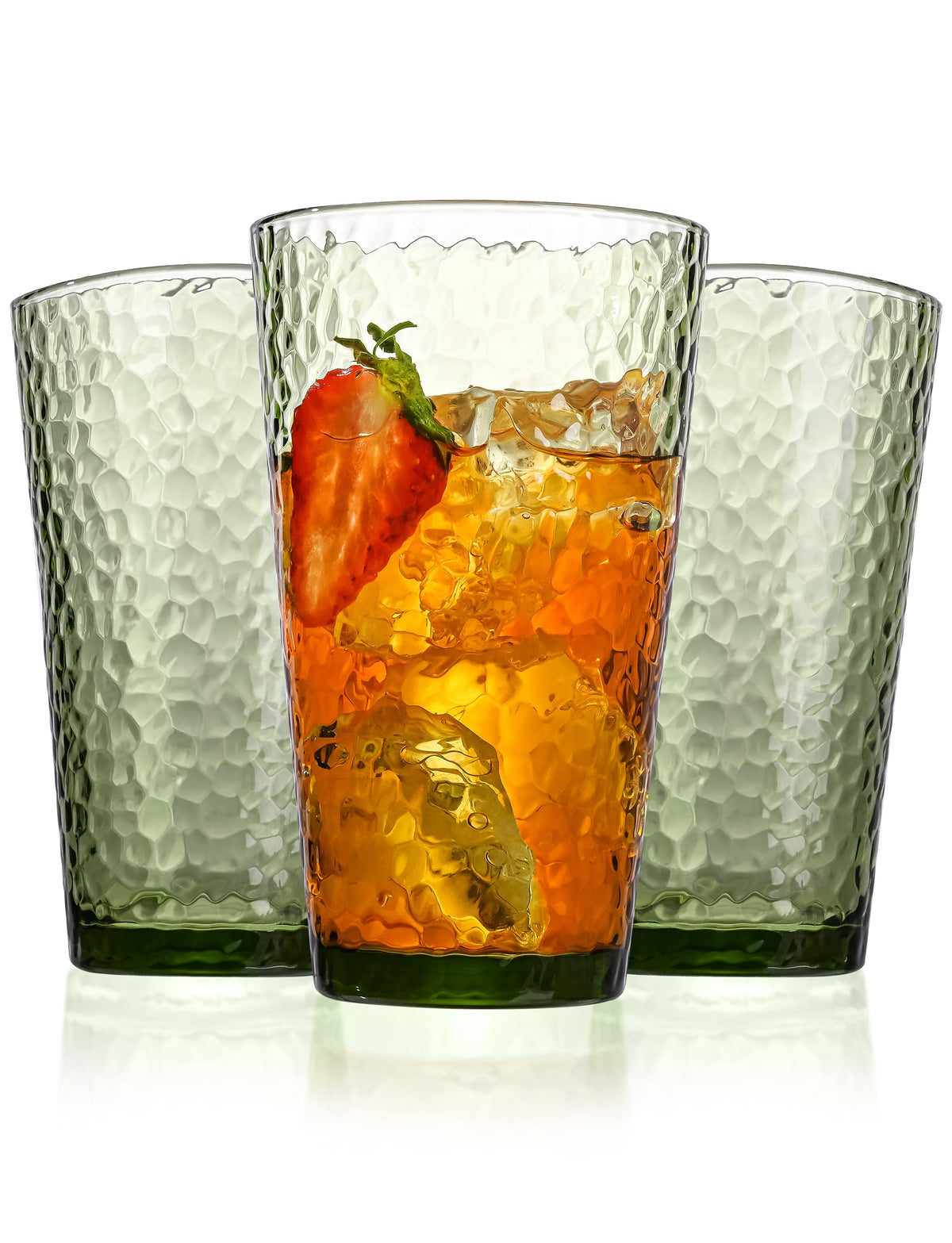 Amyoole Drinking Glasses Set of 8, 16oz Green Highball Water Glasses