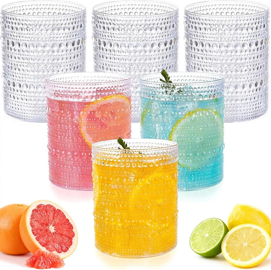 18PCS Hobnail Plastic Drinking Glasses 14 oz Beaded Cups for Party