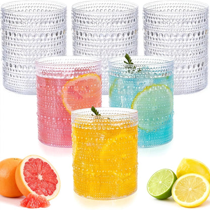 18PCS Hobnail Plastic Drinking Glasses 14 oz Beaded Cups for Party