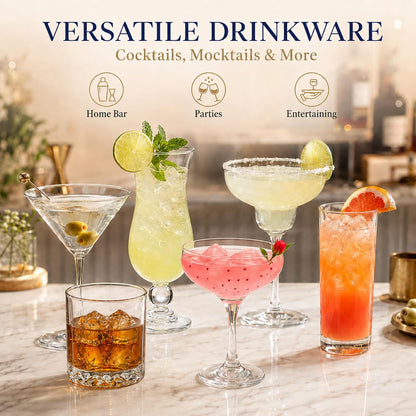 LemonRoad 6 Set Cocktail Glasses Mixed Drinkware,6-piece Variety Set