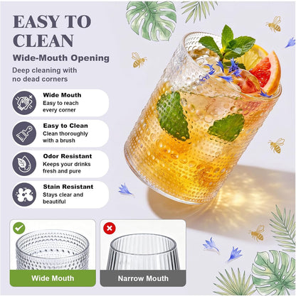 18PCS Hobnail Plastic Drinking Glasses 14 oz Beaded Cups for Party