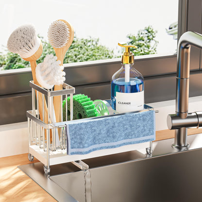 Cisily Sponge Holder for Kitchen Sink, Sink Organizer with Brush Holder