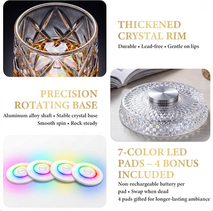Whiskey Glasses with Spinning Base - Gift for Whiskey Lovers