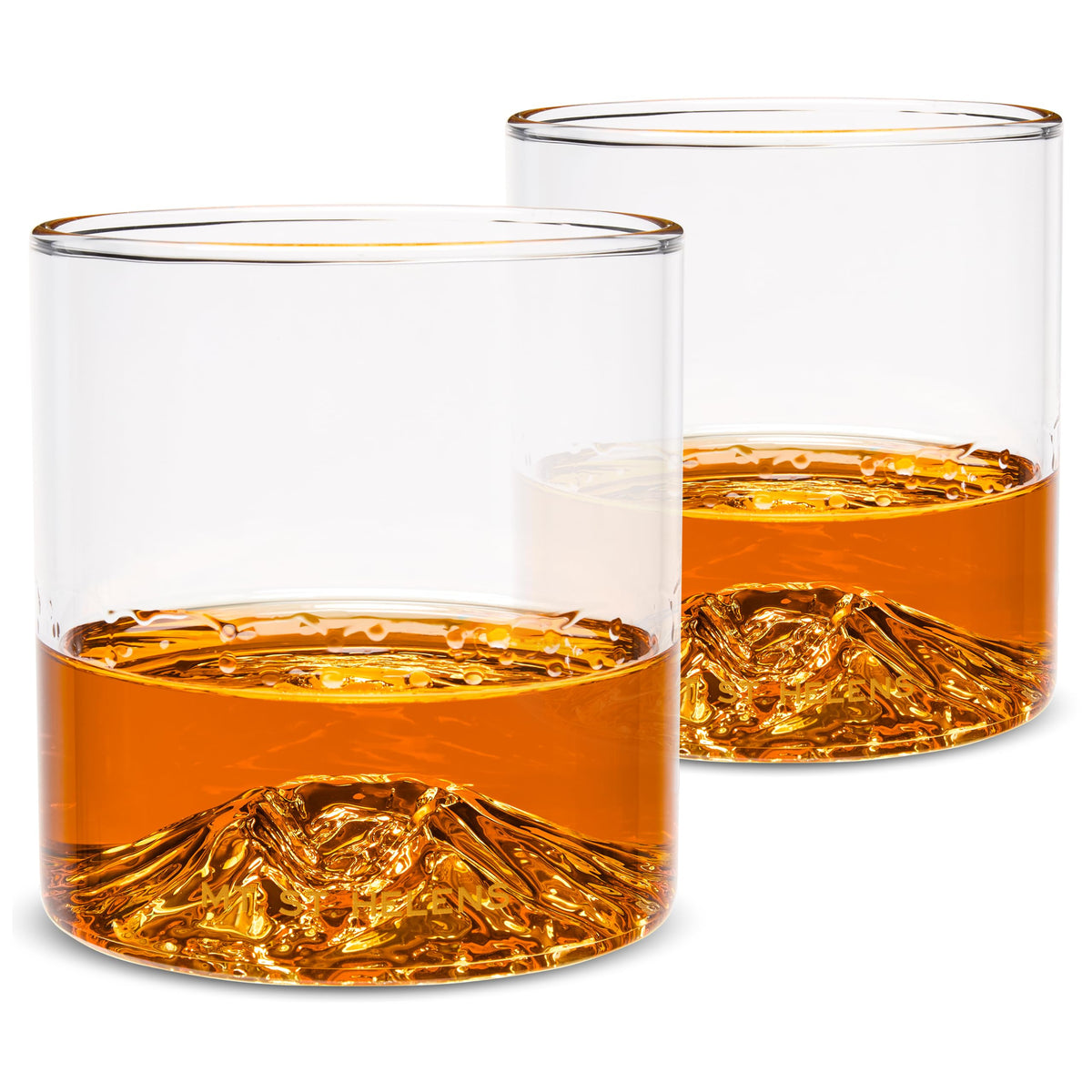 North Drinkware Pacific Northwest Glass Gift Set of 4 — Mountain rocks glasses, Gifts for Men, 9-oz tumbler: Mt. Rainier, Mt. St. Helens, Mt. Hood, Mt. Bachelor