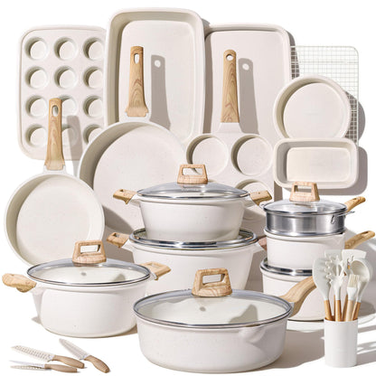 CAROTE 21pcs Pots and Pans Set, Nonstick Cookware Sets, with Egg Pan