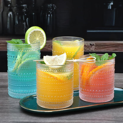Hobnail Drinking Glasses, Tumbler Glassware, Set of 12
