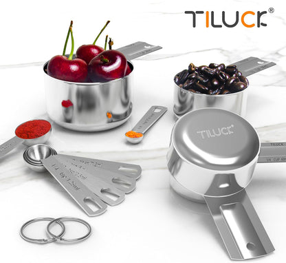 TILUCK Stainless Steel Measuring Cups & Spoons Set, Cups and Spoons