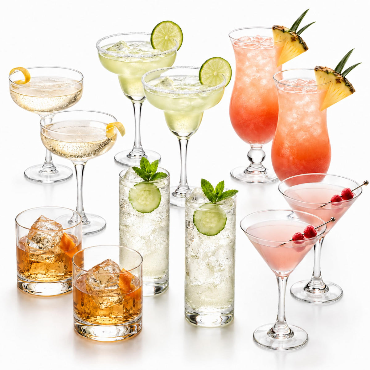 LemonRoad 6 Set Cocktail Glasses Mixed Drinkware,6-piece Variety Set