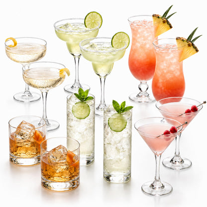 LemonRoad 6 Set Cocktail Glasses Mixed Drinkware,6-piece Variety Set