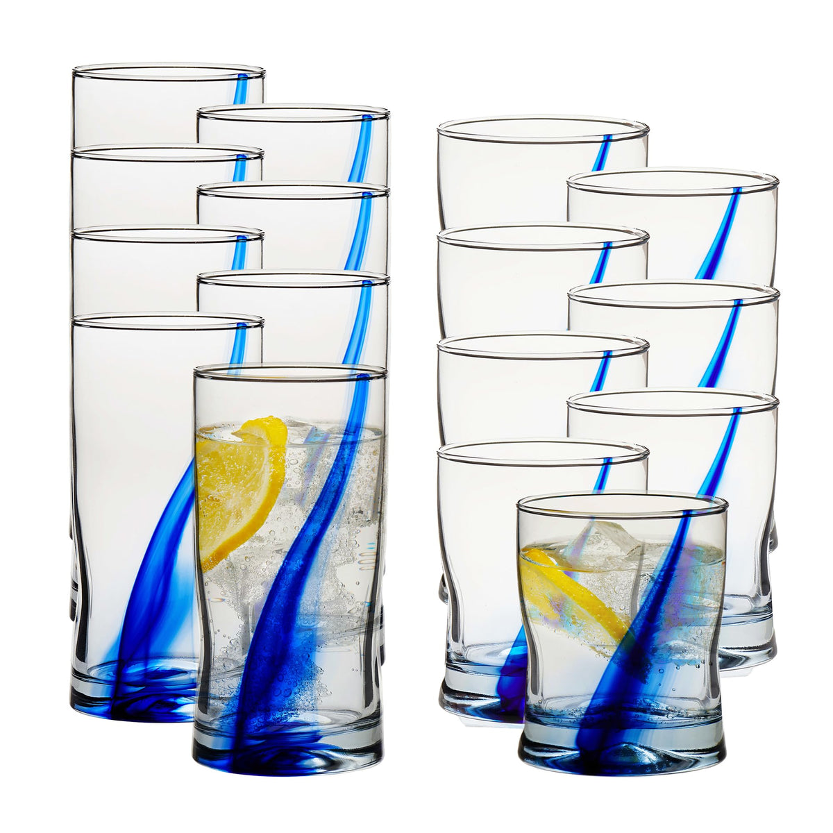 Libbey Province Tumbler & Rocks Drinking Glasses Set of 16, Tall Glass Cups