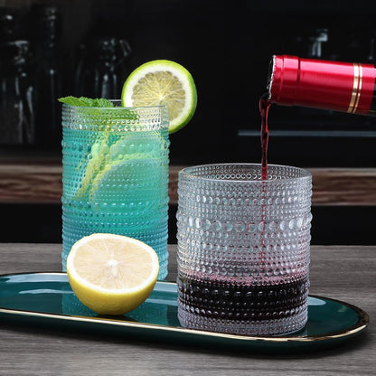 Hobnail Drinking Glasses, Tumbler Glassware, Set of 12