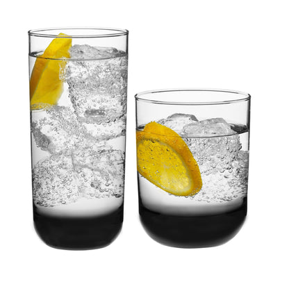 Libbey Polaris Axis Tumbler & Rocks Drinking Glasses Set of 16, Glass Cups