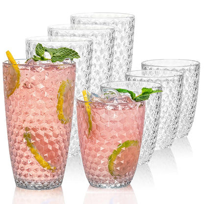 BELLAFORTE Shatterproof Plastic Tumbler Set – Laguna Beach 19oz Tall & 12oz Short Drinking Glasses – Unbreakable Stackable Drinkware for Indoor Outdoor, Dishwasher Safe, BPA Free (Clear, 12)