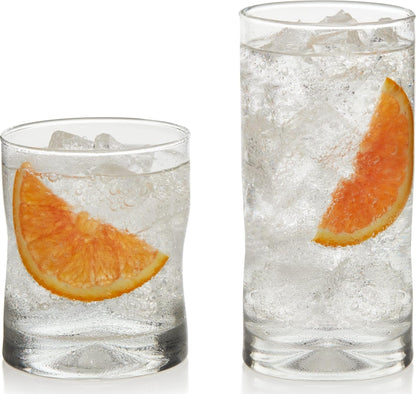 Libbey Province Tumbler & Rocks Drinking Glasses Set of 16, Tall Glass Cups