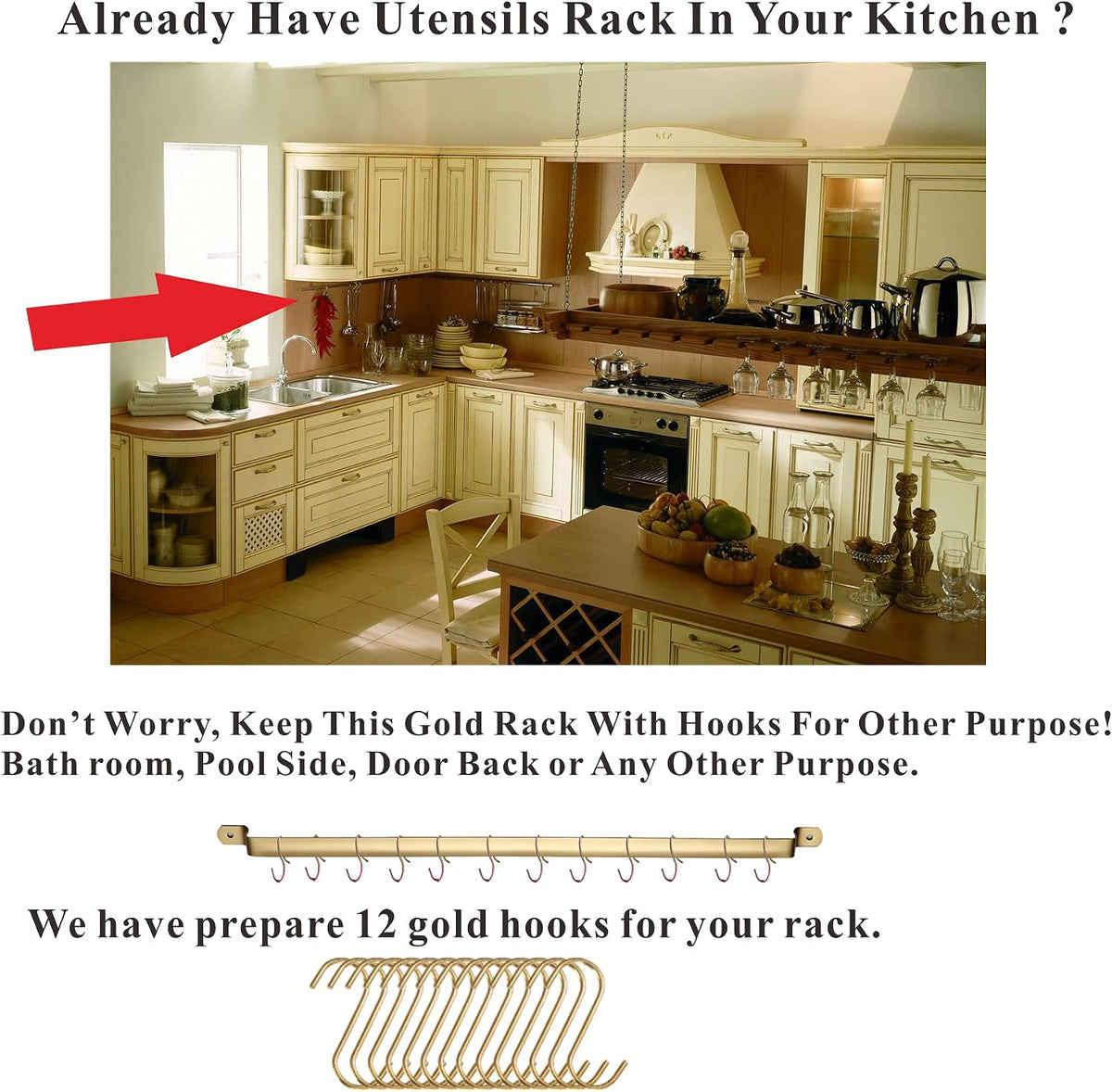 Gold Cooking Utensils Set, Kyraton Stainless Steel 37 Pieces Kitchen Utensils Set with Titanium Gold Plating, Kitchen Gadgets Tool Set with Utensils Racks Heat Resistant Dishwasher Safe