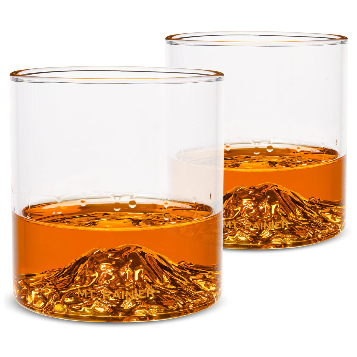 North Drinkware Pacific Northwest Glass Gift Set of 4 — Mountain rocks glasses, Gifts for Men, 9-oz tumbler: Mt. Rainier, Mt. St. Helens, Mt. Hood, Mt. Bachelor