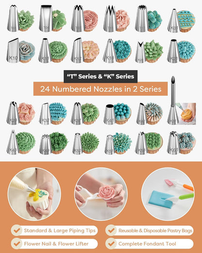 Kootek 700 Cake Decorating Kit Baking Supplies Tools for Beginners & Pros