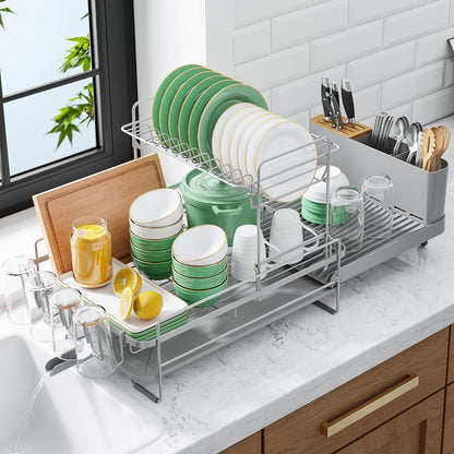 Kitsure Extendable Dish Drying Rack, 19.2"-26.7" L x 12.9" W, Black