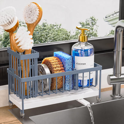 Cisily Sponge Holder for Kitchen Sink, Sink Organizer with Brush Holder