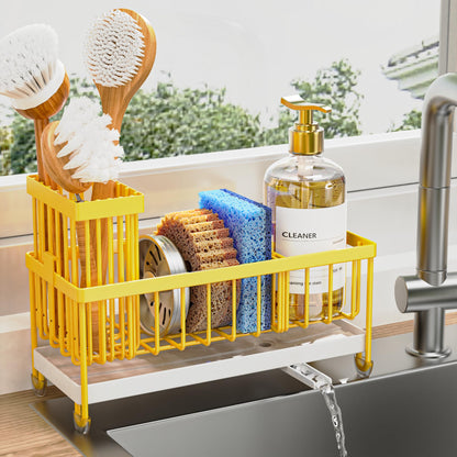 Cisily Sponge Holder for Kitchen Sink, Sink Organizer with Brush Holder