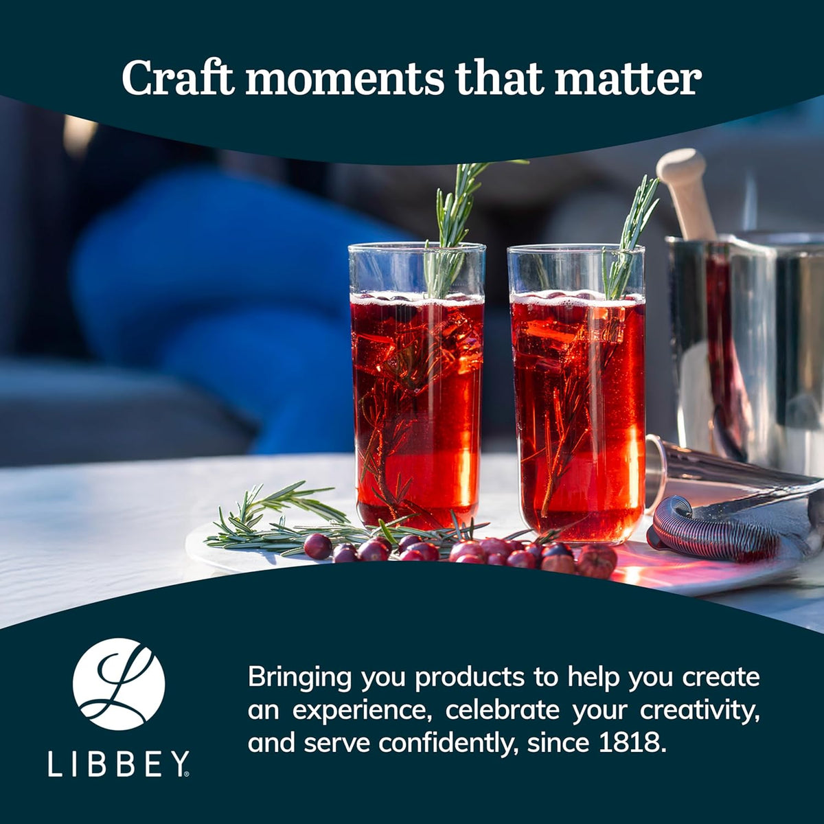 Libbey Polaris Axis Tumbler & Rocks Drinking Glasses Set of 16, Glass Cups
