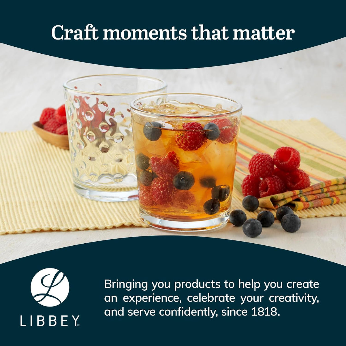 Libbey Awa Polka Dot Tumbler & Rocks Drinking Glasses Set of 16, Glass Cups