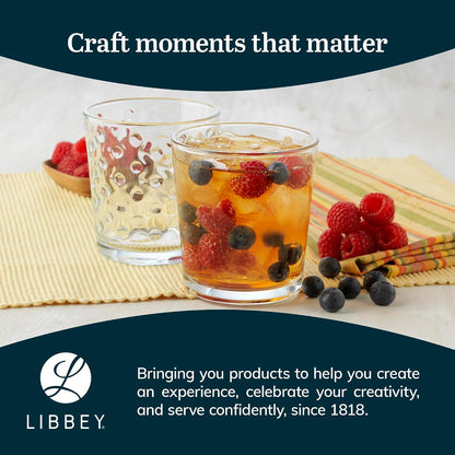 Libbey Awa Polka Dot Tumbler & Rocks Drinking Glasses Set of 16, Glass Cups