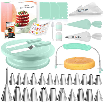 RFAQK 90PCs Cake Decorating Kit with Video Course for Beginner by Pro Baker