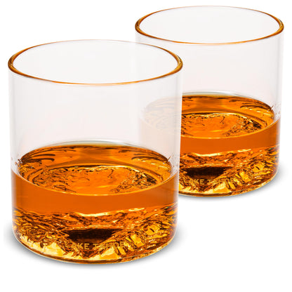 North Drinkware Pacific Northwest Glass Gift Set of 4 — Mountain rocks glasses, Gifts for Men, 9-oz tumbler: Mt. Rainier, Mt. St. Helens, Mt. Hood, Mt. Bachelor